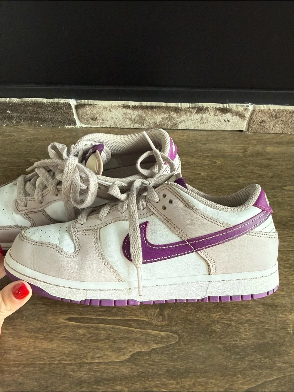 Nike Dunk Low Kids Sneaker Platinum Violet Leather US 3Y FB9109-102
